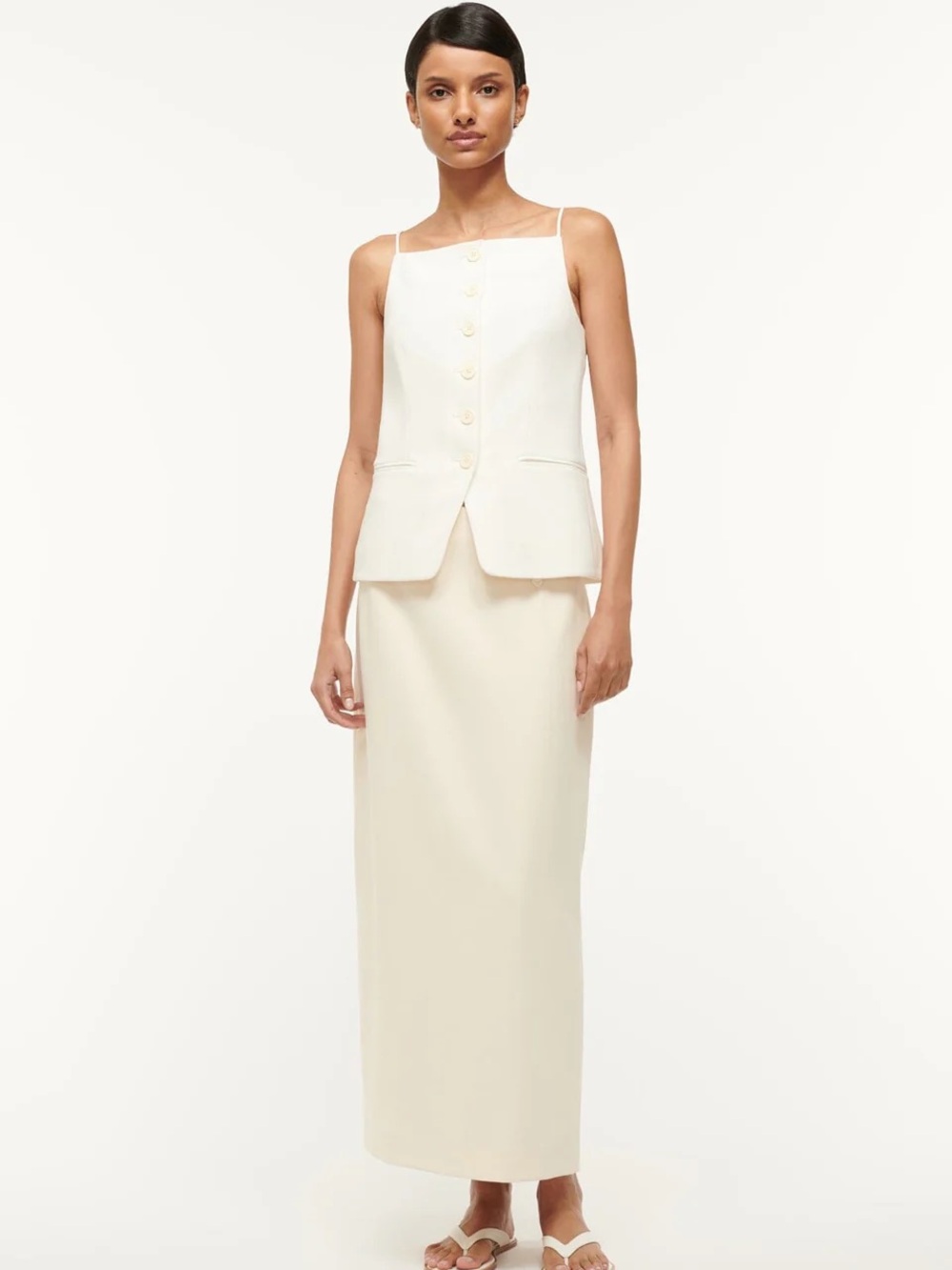 STAUD Una Top & Smith Skirt Set - Ecru, Size S (US 4), NWT